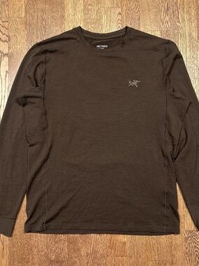 Arc'teryx Rho Merino Wool Brown Long Sleeve Base Layer T Shirt Mens Medium